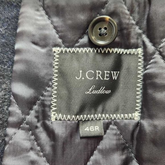NEW MENS 46R J CREW LUDLOW TOPCOAT IN NAVY GREY PLAID WOOL BLEND TOP COAT - Picture 8 of 16
